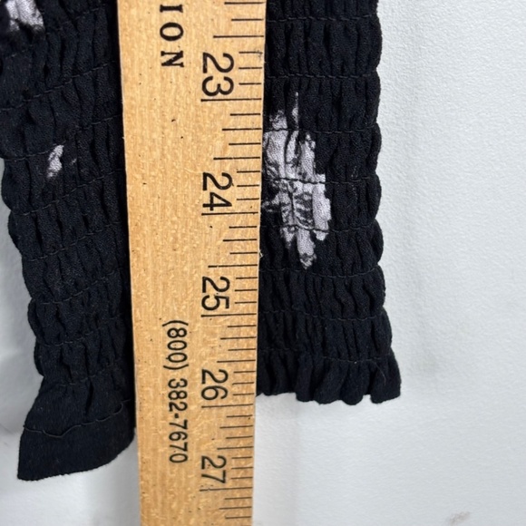 Free People Dark Floral Wrap Midi Dress M So Sweetly Balloon Sleeve Boho Witchy - Picture 10 of 14